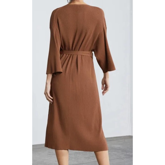 Everlane Ribbed Wrap Midi Dress Size XS Women's 3/4 sleeve - Picture 7 of 11